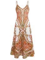 Caitlie - Boho Floral Print Sleeveless Dress
