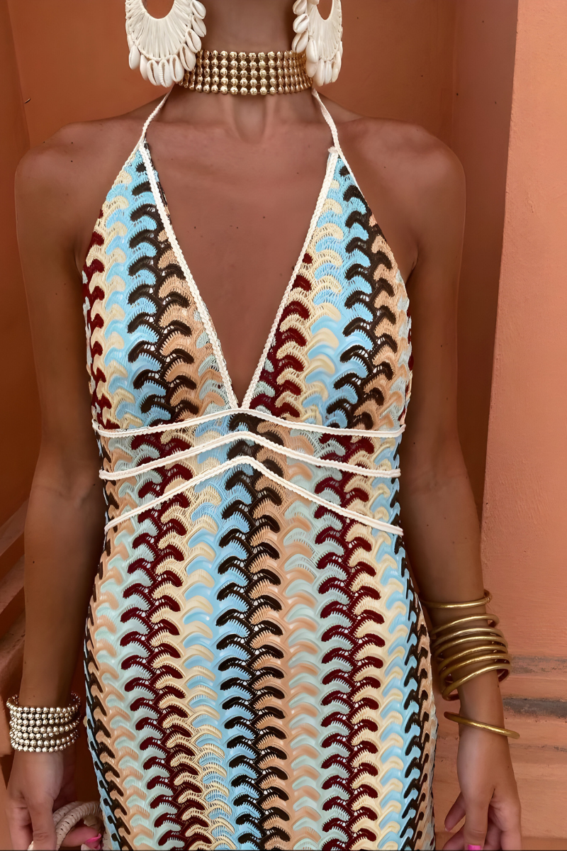 Malia - Boho Maxi Dress with Open Back