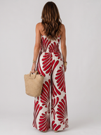 Back view of the Dyman printed wide-leg jumpsuit