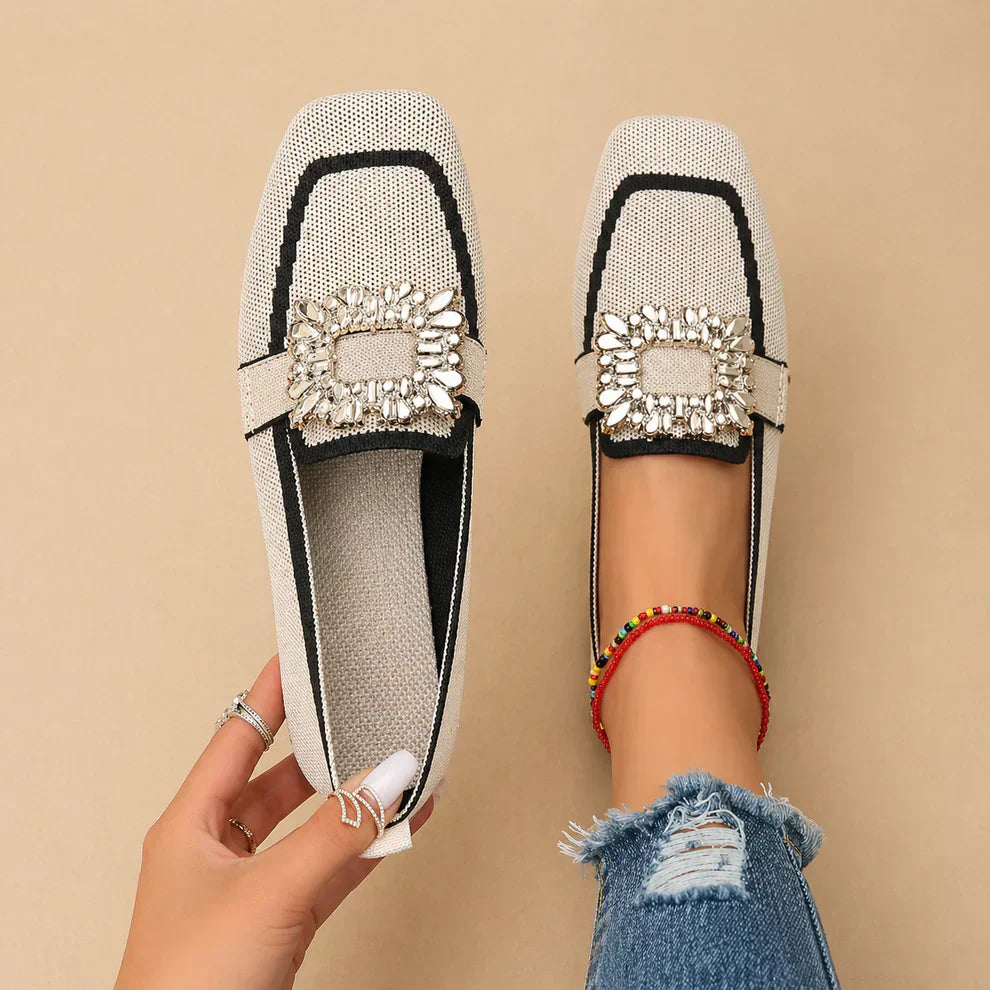 Elizabeth - Crystal Buckle Loafers