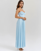 Sammie - Ocean Blue Pleated Maxi Dress