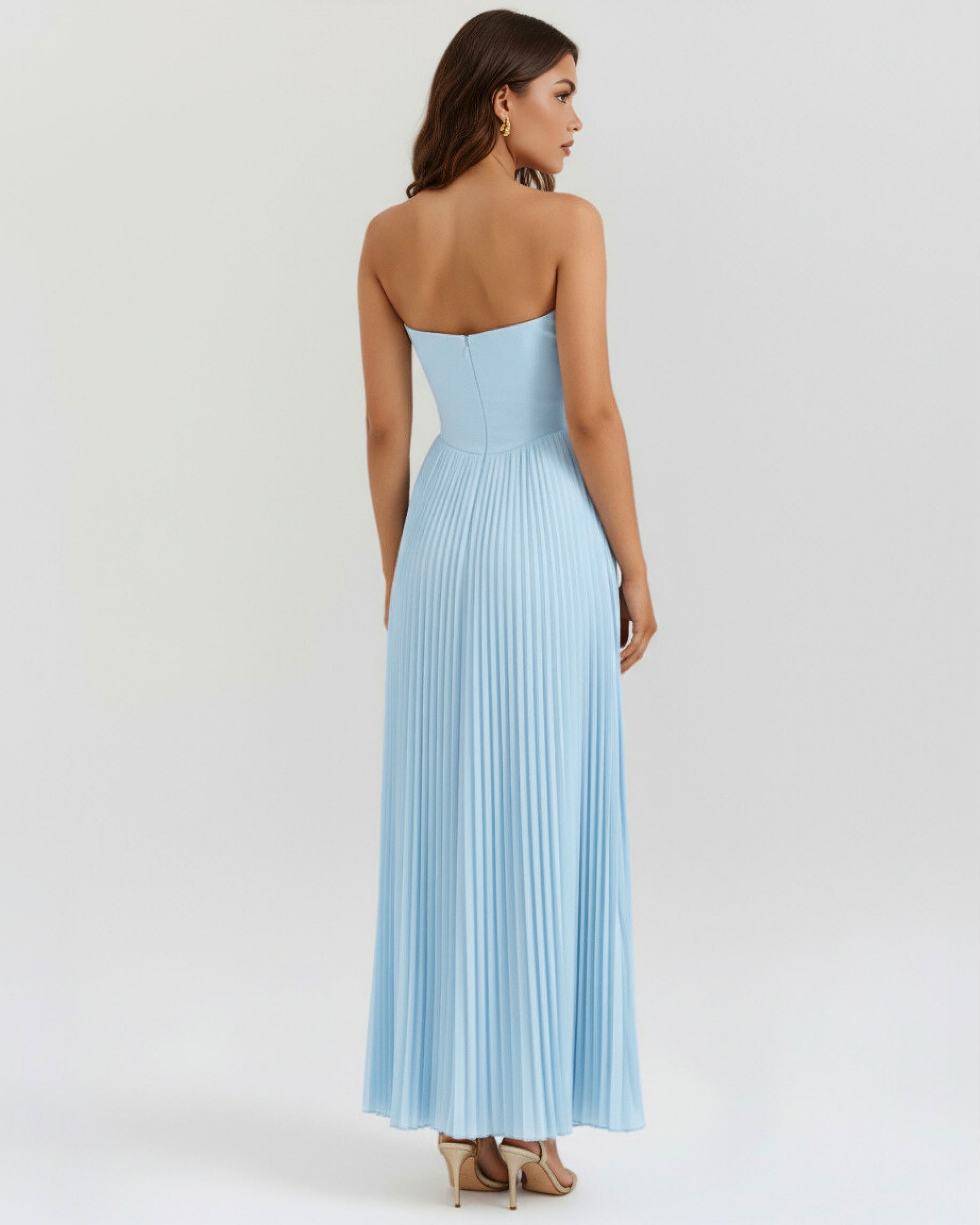 Sammie - Ocean Blue Pleated Maxi Dress