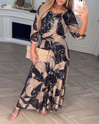 Hailie - Flowing Chiffon Maxi Dress with Print