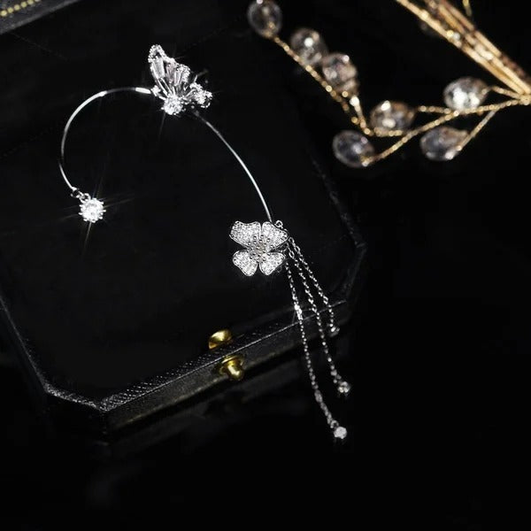 Marra - Clip-on Butterfly Tassel Earrings