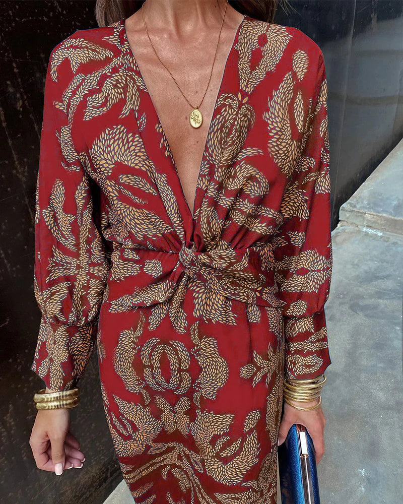 Sierra - Elegant Dress with Long Sleeves and Floral Print