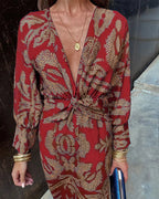 Sierra - Elegant Dress with Long Sleeves and Floral Print