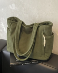 Kimmy - Ribbed Tote Bag with Drawstring Detail