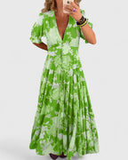 Cherry - Elegant Floral V-Neck Dress