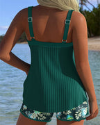 Rochel - Striped Two-Piece Tankini Set with Shorts
