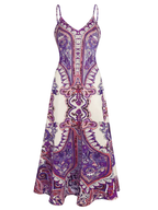 Caitlie - Boho Floral Print Sleeveless Dress