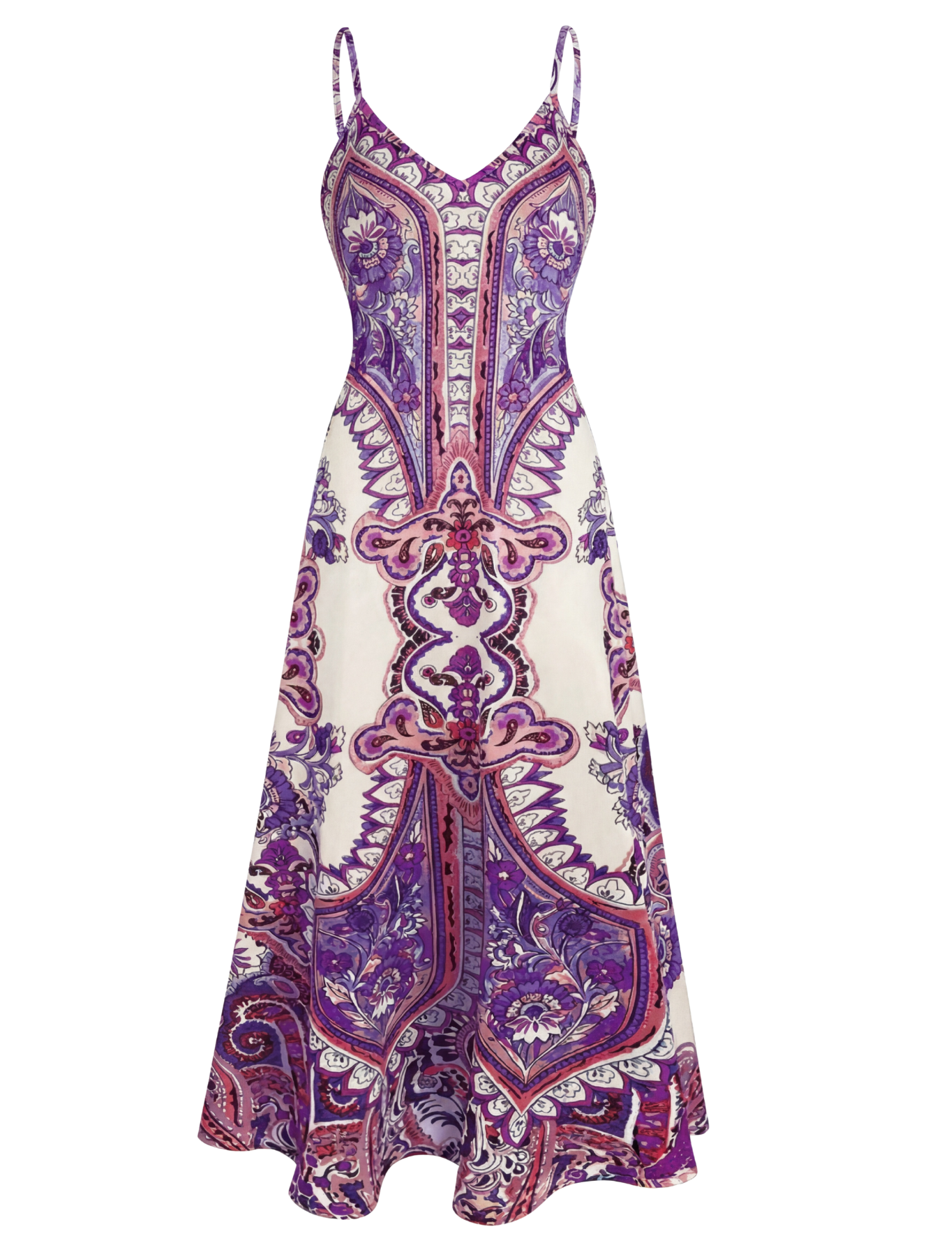 Caitlie - Boho Floral Print Sleeveless Dress