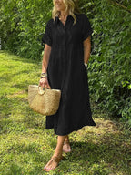 Anjie - Buttoned Cotton Maxi Dress