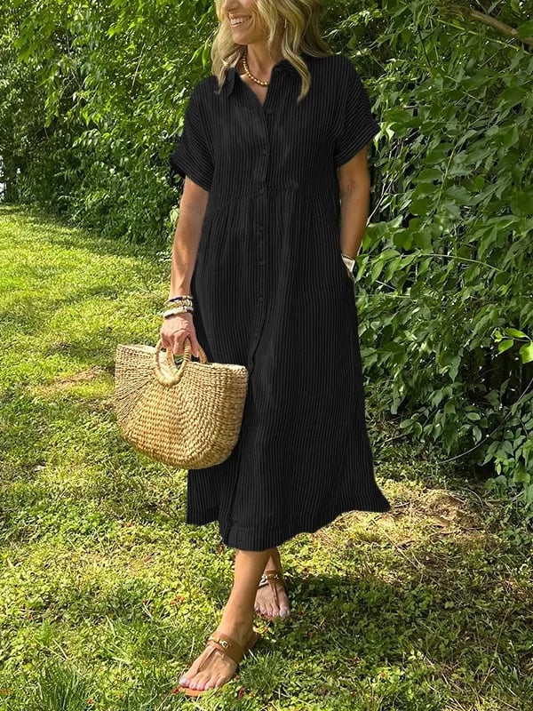 Anjie - Buttoned Cotton Maxi Dress