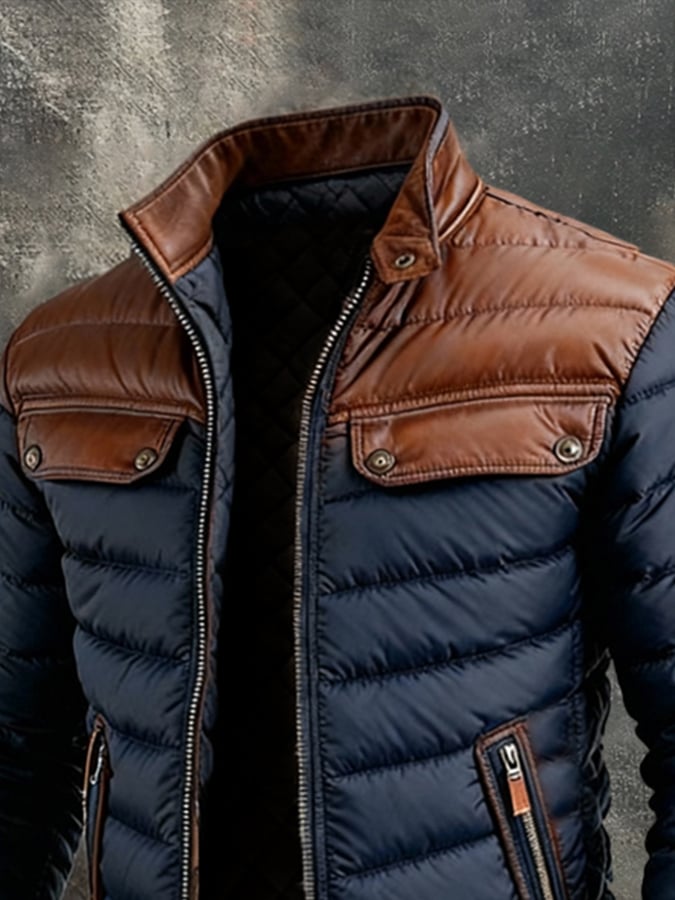 Alec - Quilted Jacket with Leather-Trim Panels