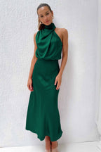 Anna - Draped Maxi Dress with High Neckline