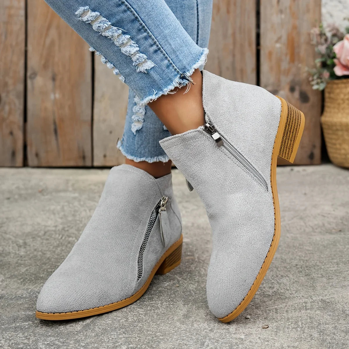 Azeya - Leather-Look Arch-Support Comfort Boots