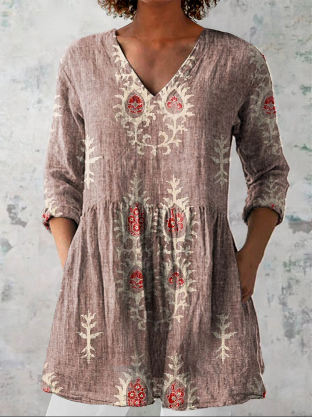 Annie - Long Blouse with V-Neck