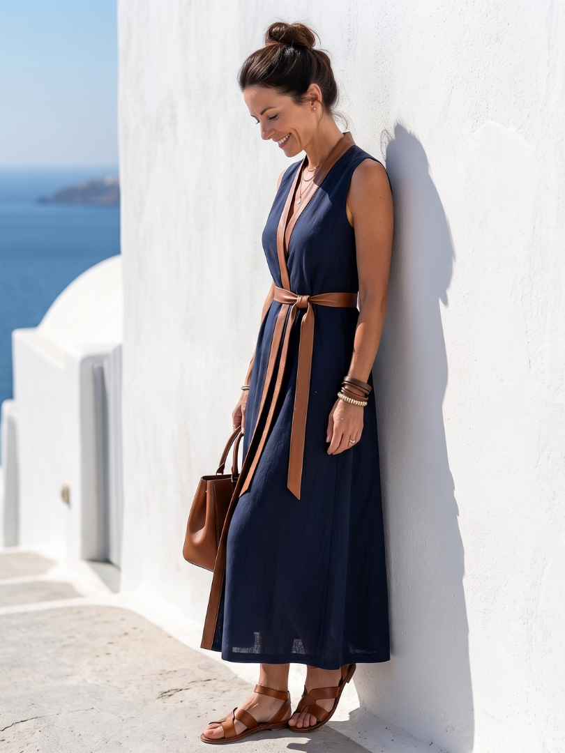 Miles - Contrast Line Midi Dress