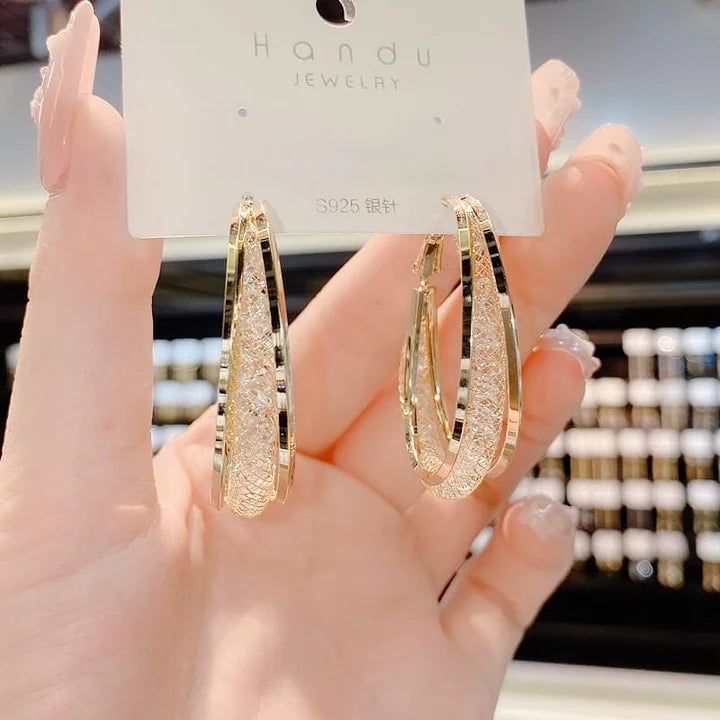 Marina - Woven Oval Silver Earrings