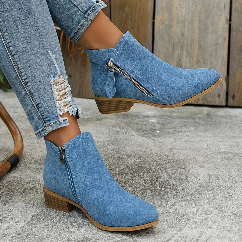 Azeya - Leather-Look Arch-Support Comfort Boots