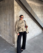 Alzea - Cropped Trench Coat with Belt