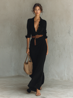 Conie - Long Maxi Dress with Lapel Collar