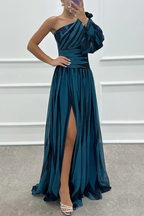 Yona - Elegant Striped Maxi Dress with One Shoulder