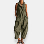 Brooke - Relaxed Sleeveless Utility Jumpsuit in Green