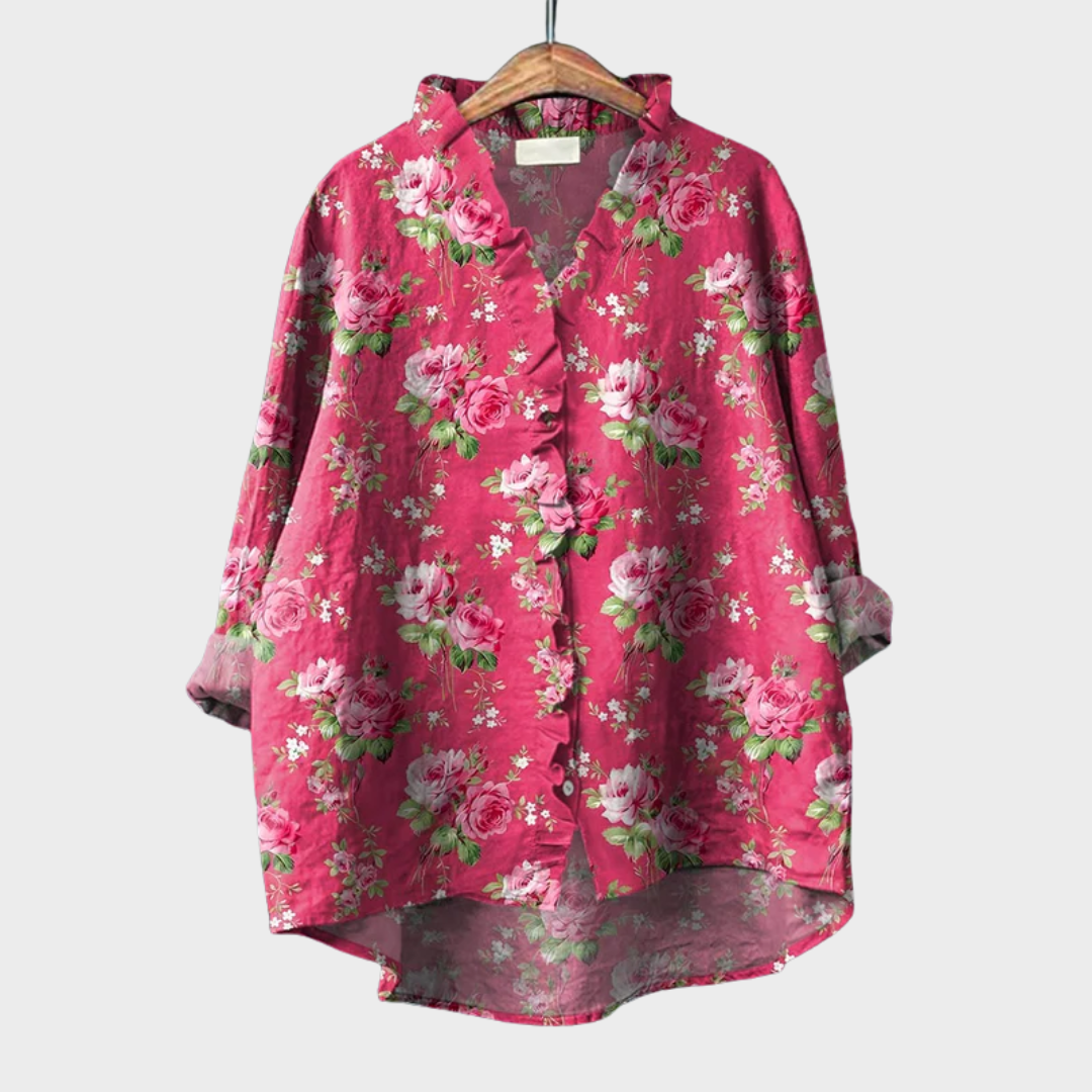 Joan - Elegant Linen Summer Blouse