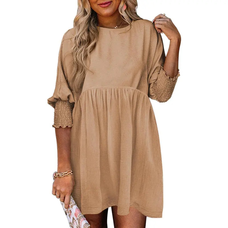 Luna - Casual Loose Fit Short Sleeve Mini Dress