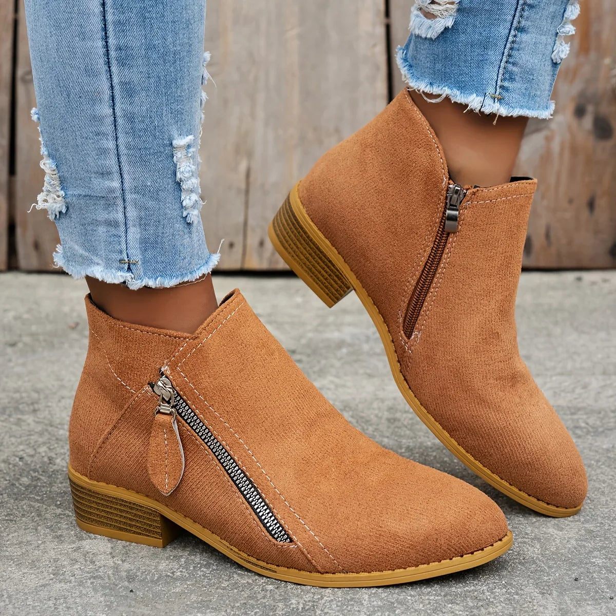 Azeya - Leather-Look Arch-Support Comfort Boots