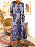 Jonabel - Printed Dress with Ethnic Patchwork