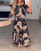 Hailie - Flowing Chiffon Maxi Dress with Print
