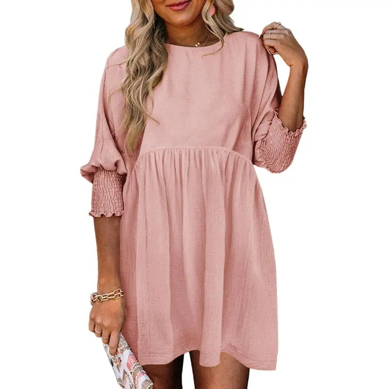 Luna - Casual Loose Fit Short Sleeve Mini Dress