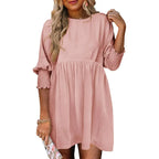 Luna - Casual Loose Fit Short Sleeve Mini Dress