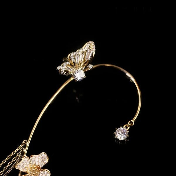 Marra - Clip-on Butterfly Tassel Earrings
