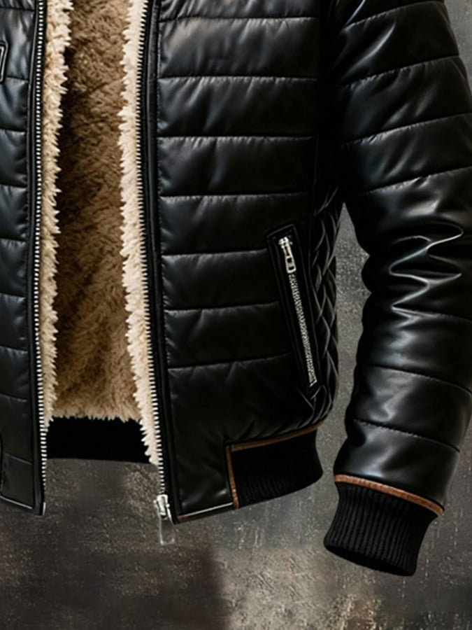 Aldrin - Quilted Sherpa-Lined Jacket in Black