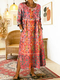 Jessie - Elegant Printed Dress with Ethnic Patchwork