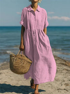 Wendy - Cotton Button Shirt Dress