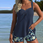 Rochel - Striped Two-Piece Tankini Set with Shorts