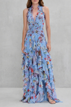 Rosalinda - Floral Halter Maxi Dress