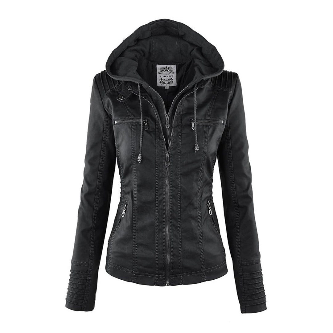 Cecille – Modern Leather Jacket with Hood
