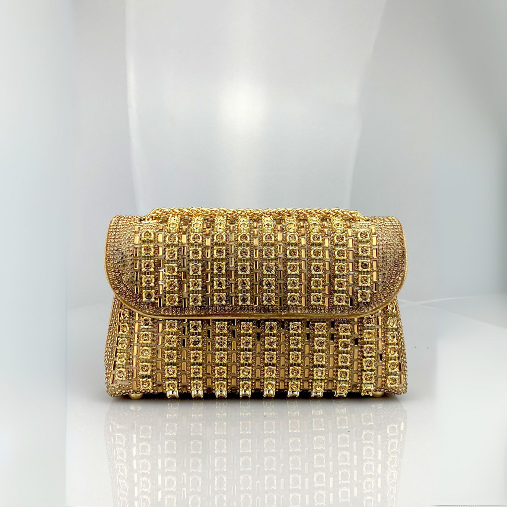 Lenny - Chic Chain Shoulder Bag with Colored Diamonds