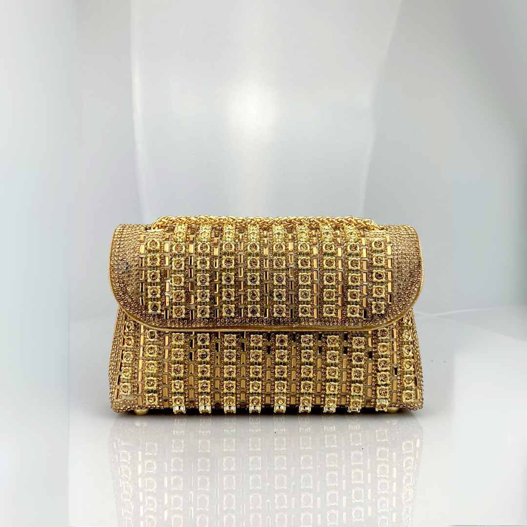 Lenny - Chic Chain Shoulder Bag with Colored Diamonds