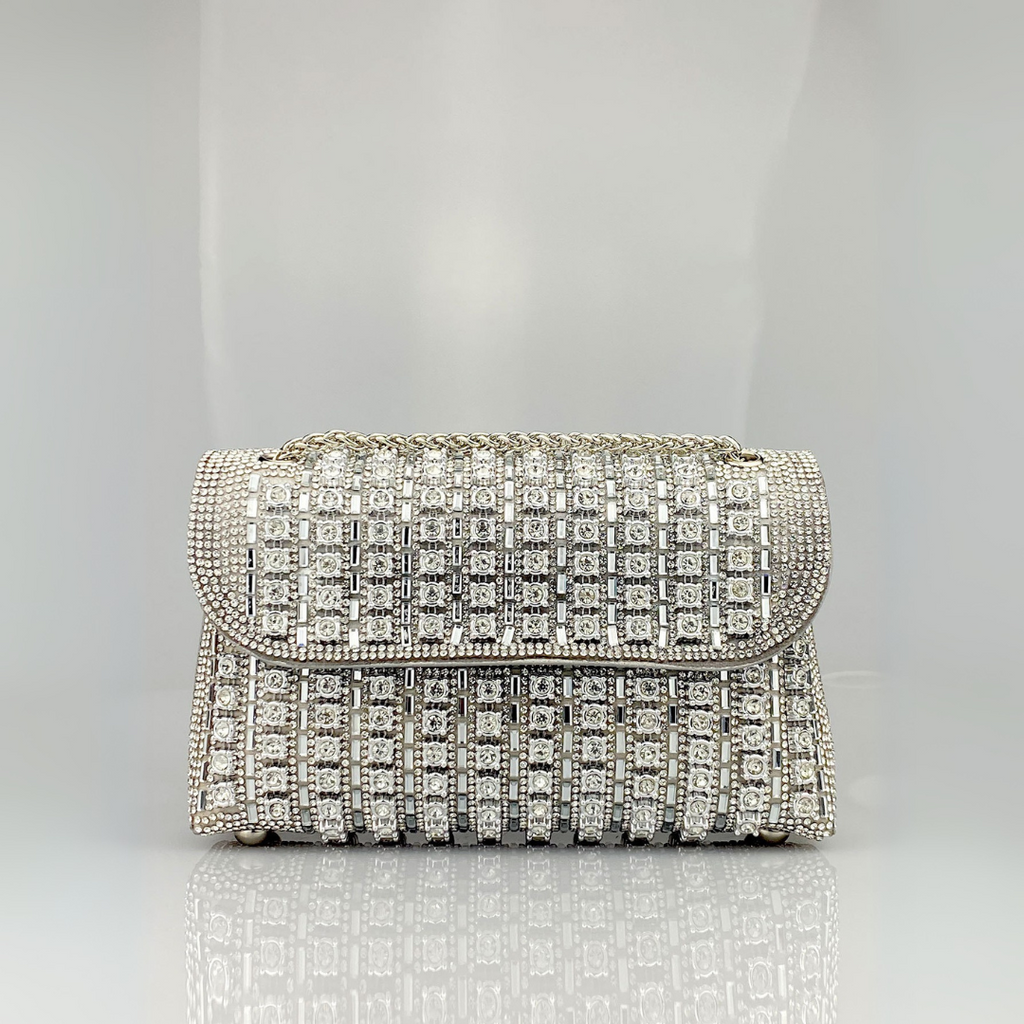 Lenny - Chic Chain Shoulder Bag with Colored Diamonds