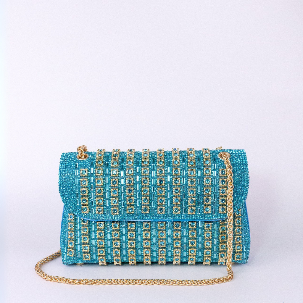 Lenny - Chic Chain Shoulder Bag with Colored Diamonds