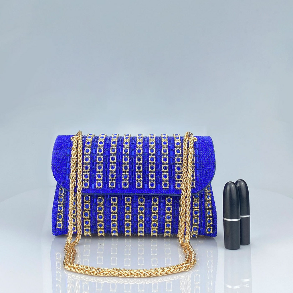 Lenny - Chic Chain Shoulder Bag with Colored Diamonds