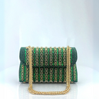 Lenny - Chic Chain Shoulder Bag with Colored Diamonds