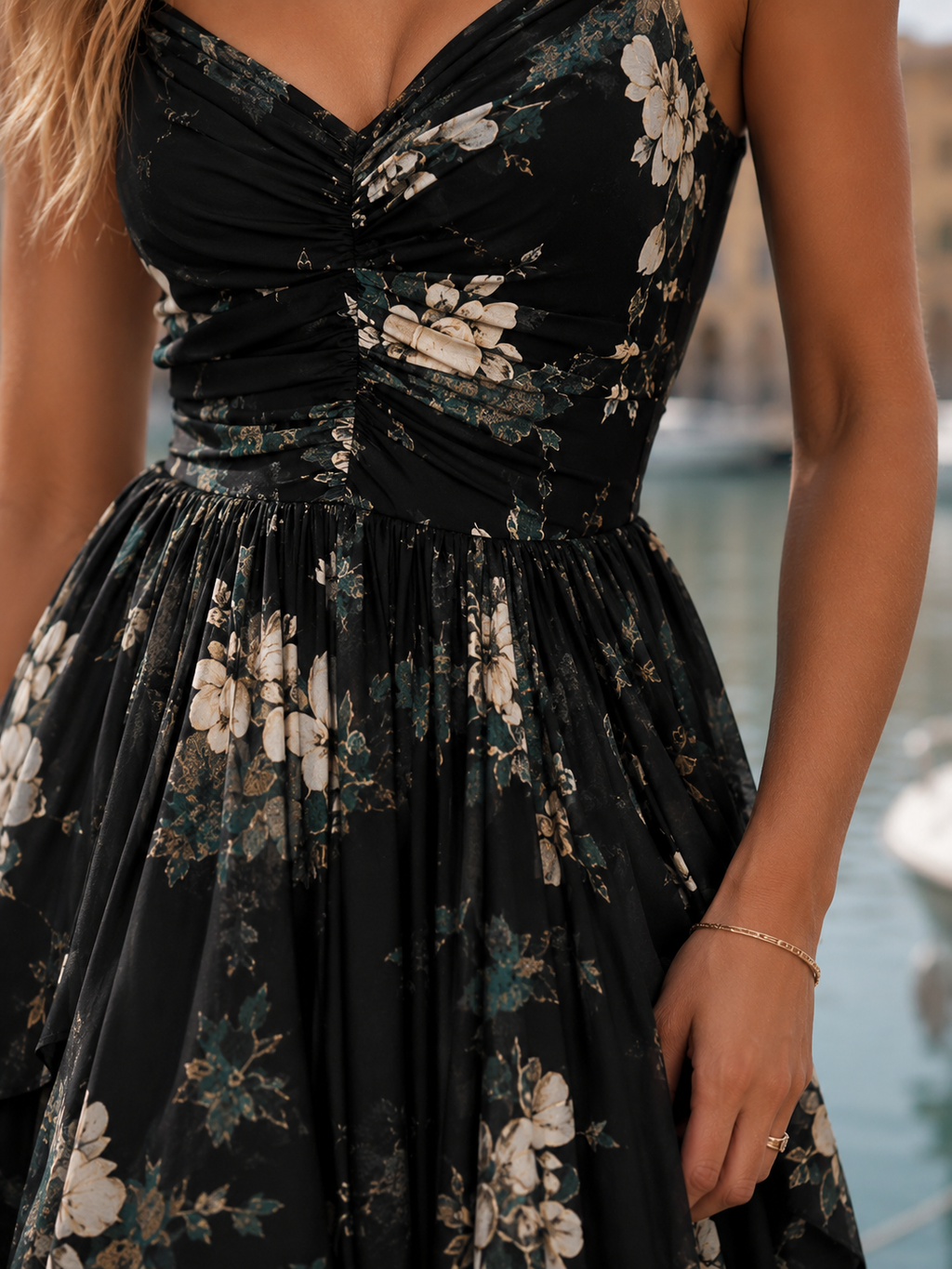 Geisel – Floral Asymmetric Maxi Dress