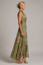 Julia floral halter neck maxi dress, styled view